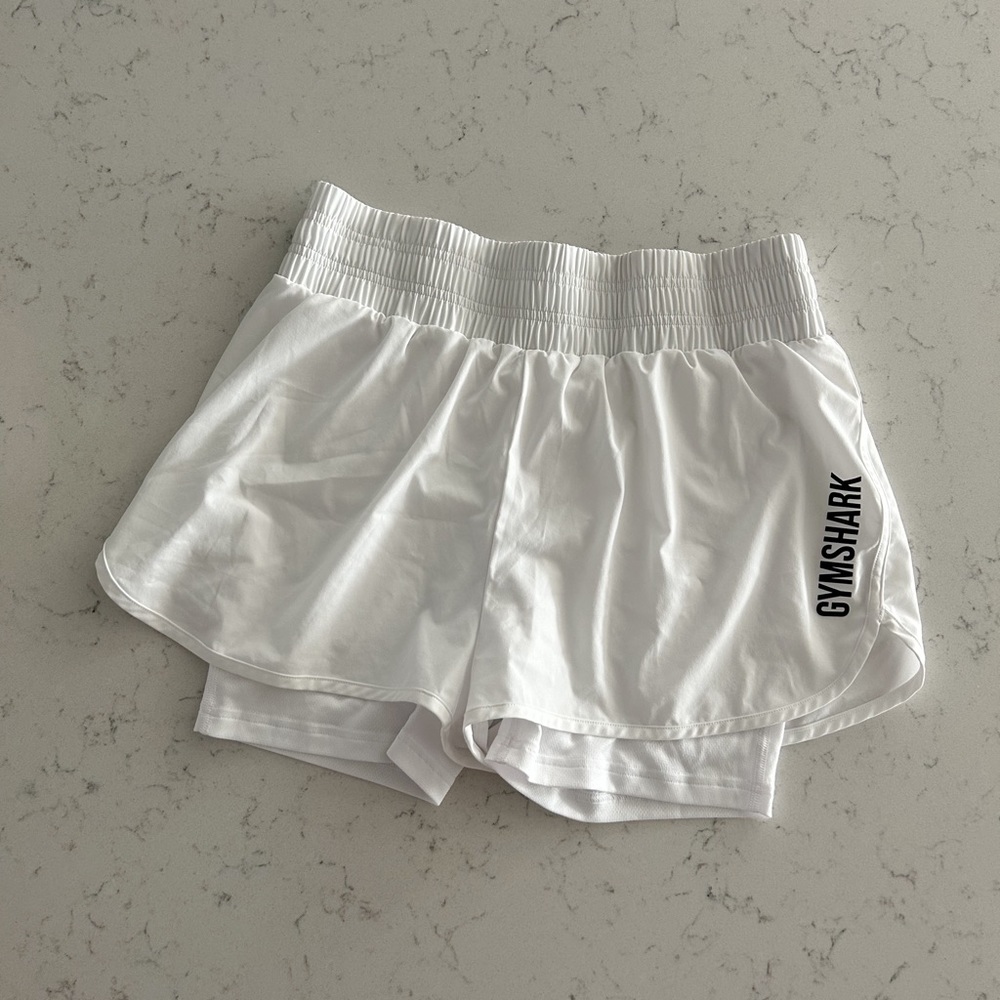 Gymshark White Pulse Mid Rise Shorts in Size Small